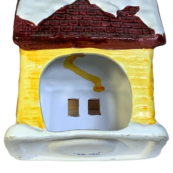 JSNY Vintage Holiday Schoolhouse Candle Holder Hand Painted Porcelain Ceramic - Picture 5 of 16